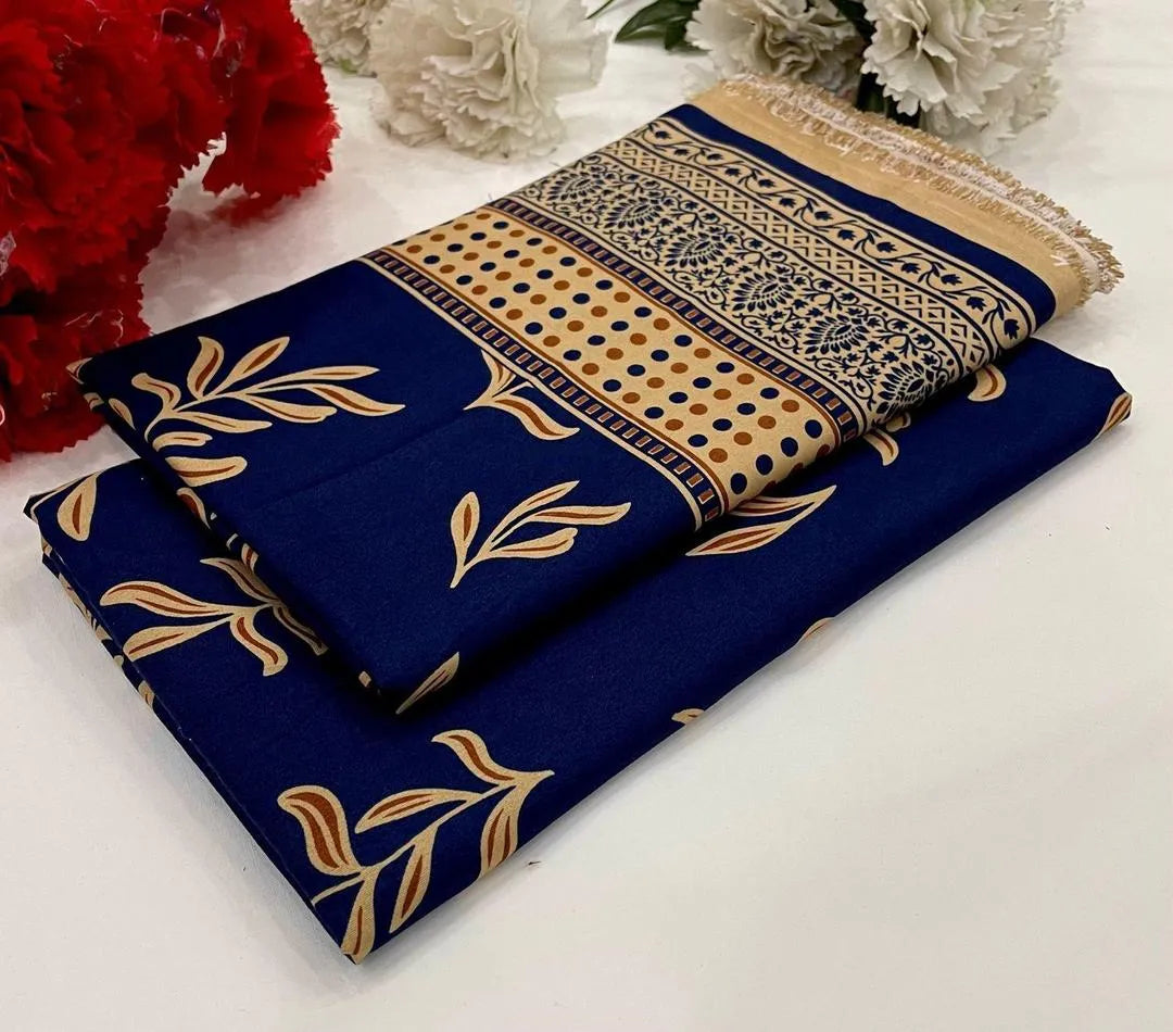 2 Pcs Women’s Stitched Crystal Wool Printed Shirt & Trouser – Warm & Stylish Winter Suit