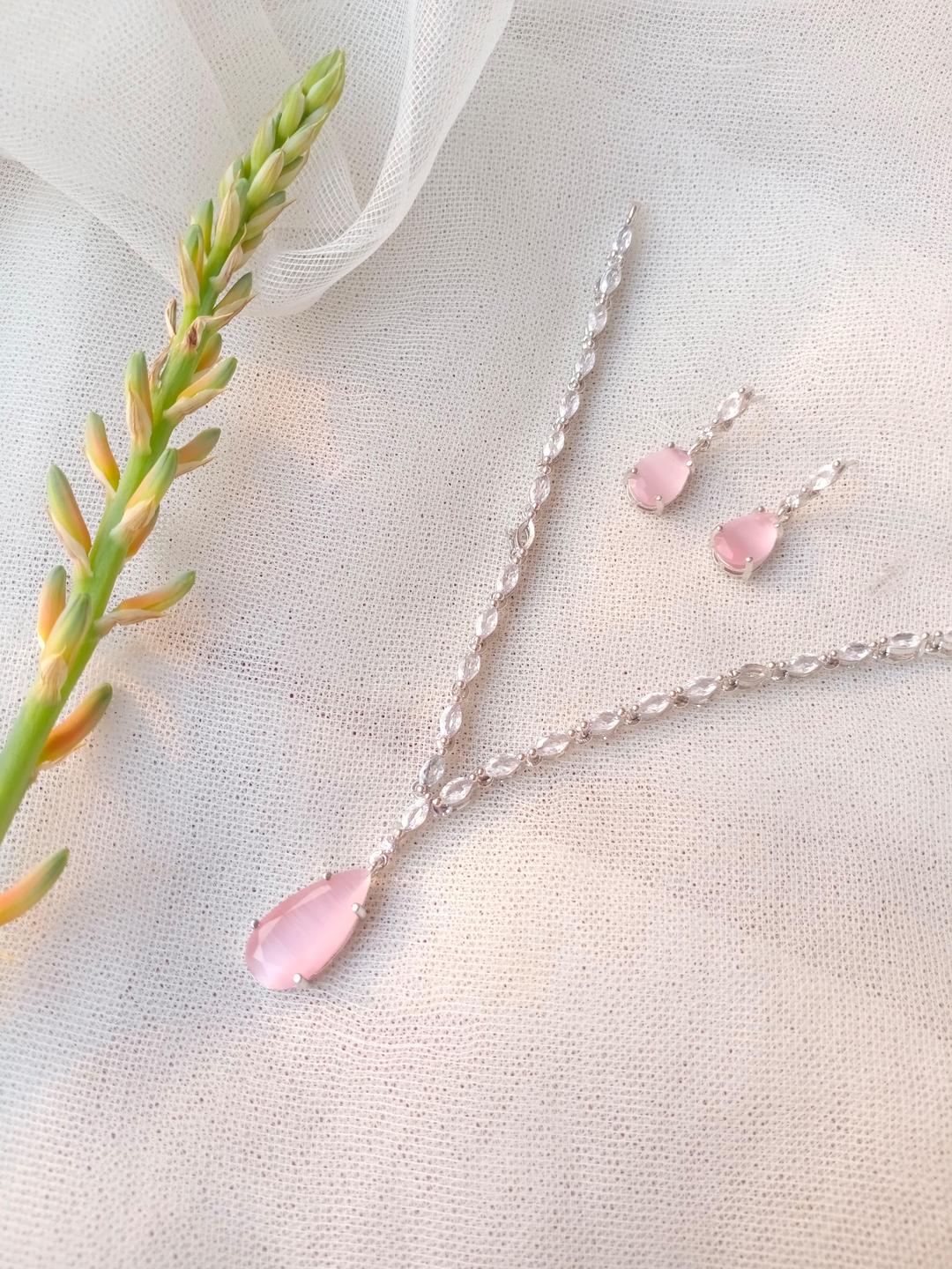 Women’s Silver Plated Green Zircon Pendant Set – Modern Design (3 Pcs)