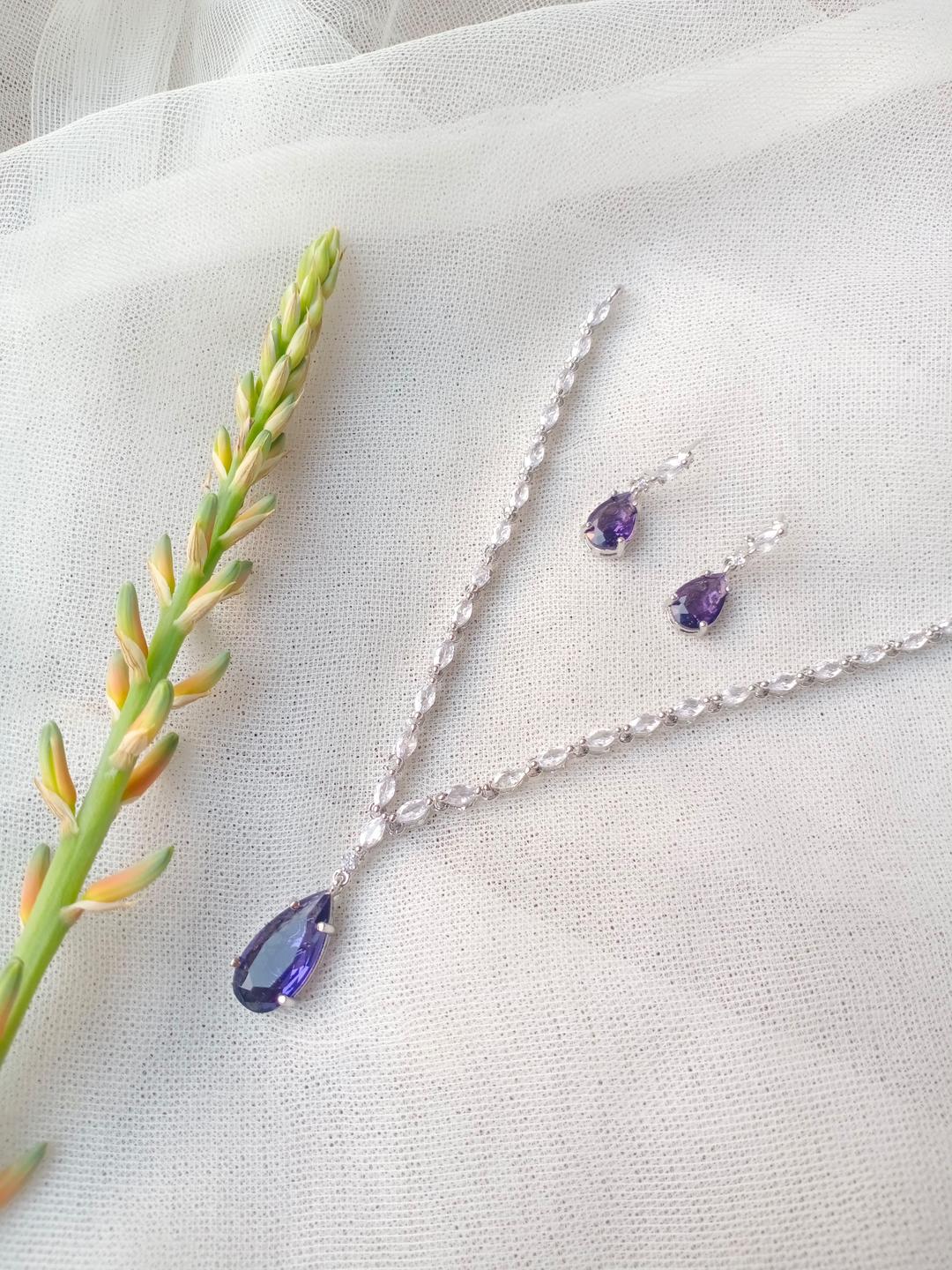 Women’s Silver Plated Green Zircon Pendant Set – Modern Design (3 Pcs)