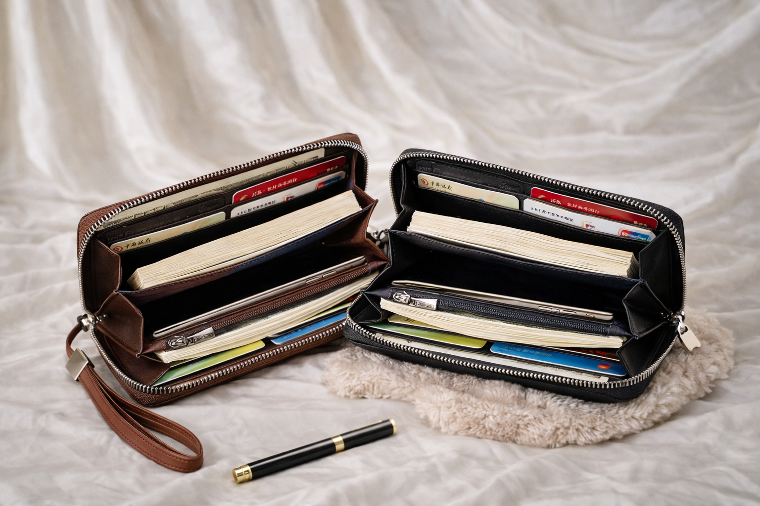 Men’s Genuine Leather Slim Wallet with Secure Zipper Closure – Compact & Stylish Design (1 Piece)