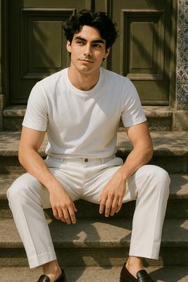 Men’s Cotton Plain White T-Shirt – Round Neck Casual Wear