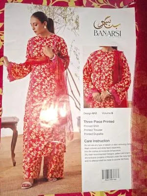 Women’s 3 Pcs Unstitched Printed Suit – Elegant Lawn Collection