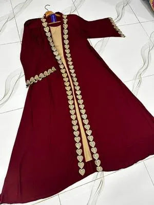 1 Pc Women’s Stitched Georgette Embroidered Kurta