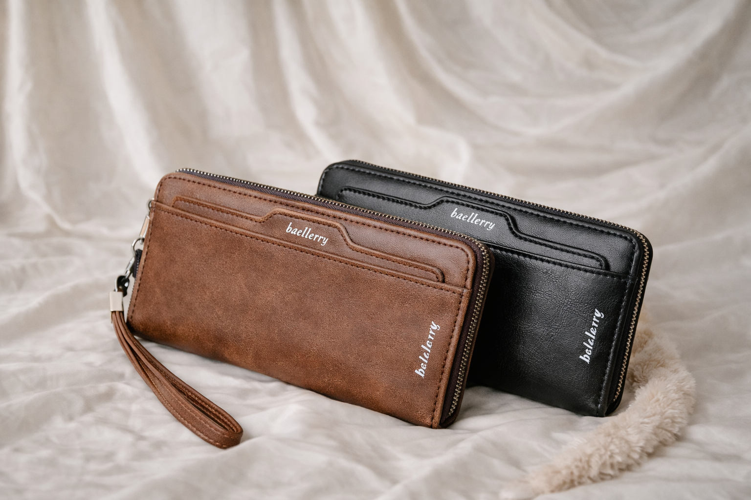 Men’s Genuine Leather Slim Wallet with Secure Zipper Closure – Compact & Stylish Design (1 Piece)