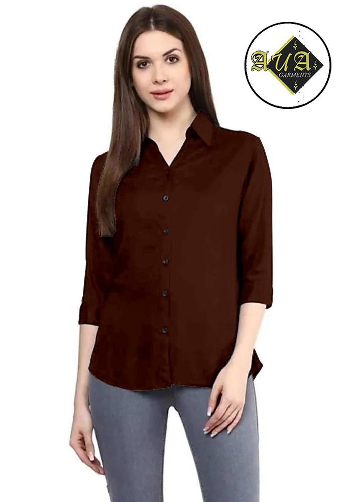 Women’s Shamery Button-Down Shirt with Ban Collar – Casual & Formal Wear