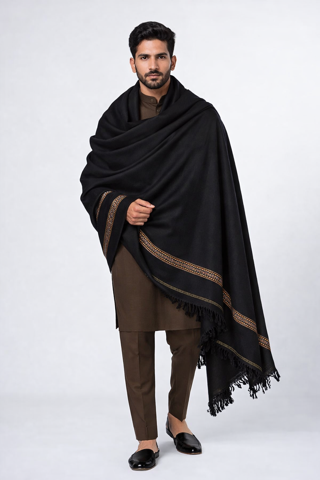 Premium Men’s Woolen Plain Shawl – Soft, Warm & Elegant | 2.5 Gazz