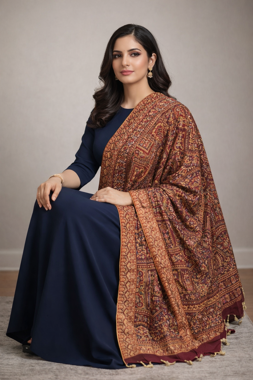 Women’s Luxury Fleece Embroidered Shawl