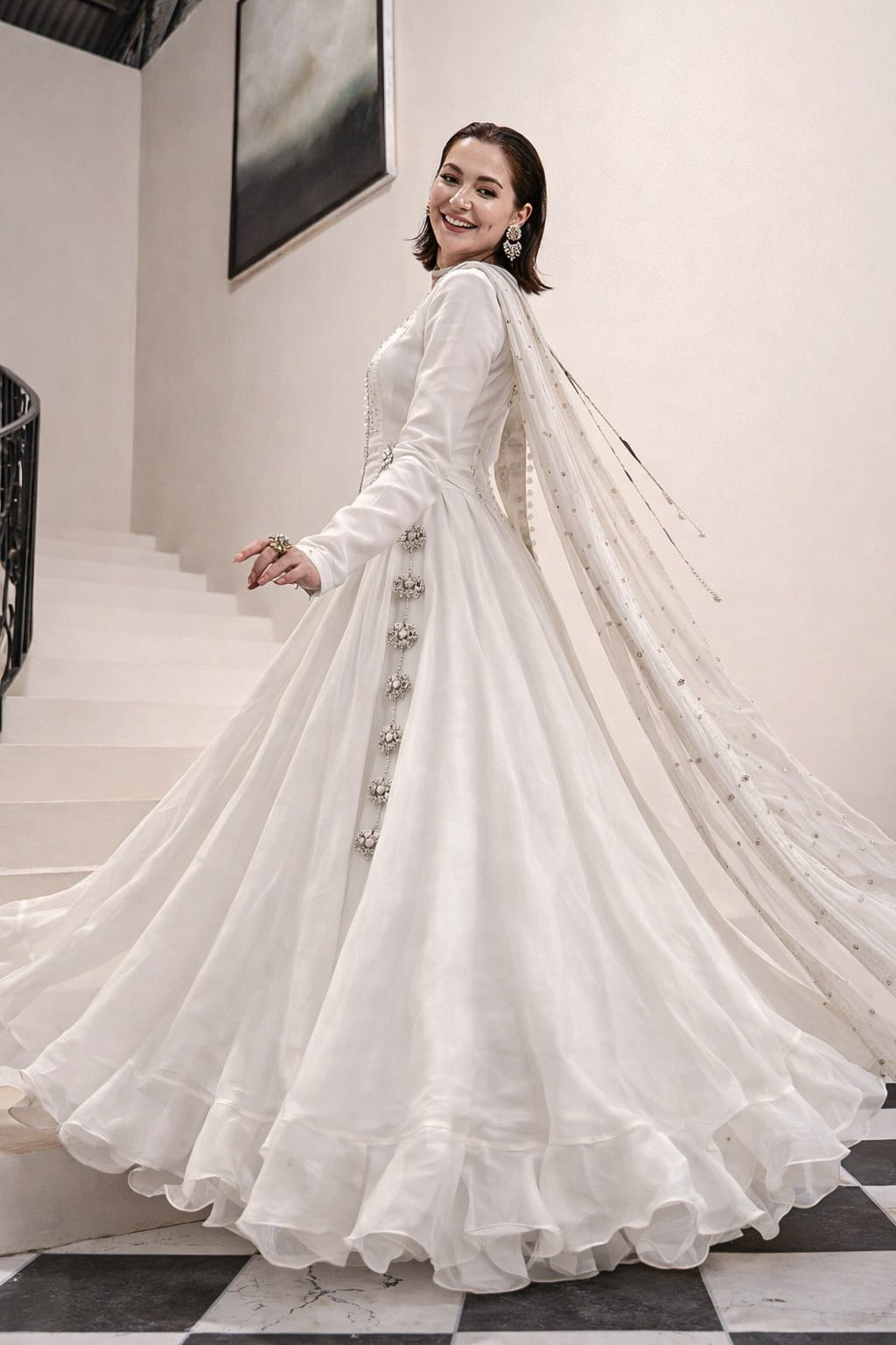 3 Pcs Women’s Stitched Chiffon Plain Maxi Suit with Dupatta & Inner