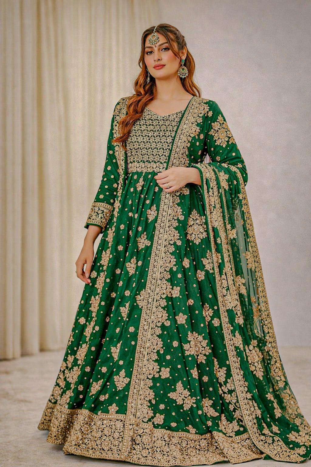 3-Piece Women's Luxury Chiffon Embroidered Maxi Suit with Dupatta