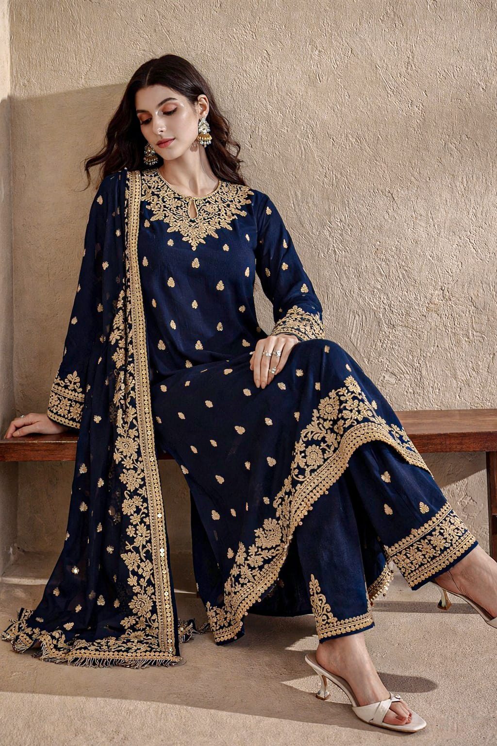 3 Pcs Women’s Stitched Crinkle Chiffon Embroidered Suit – Premium Quality