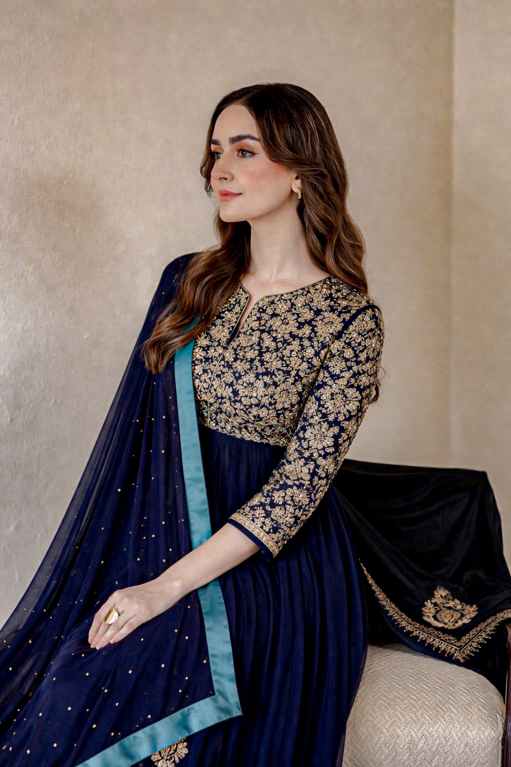 3 Pcs Women’s Stitched Shamoz Silk Embroidered Maxi Suit